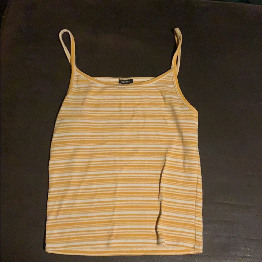 Yellow and White Striped Forever 21 Tank-Top